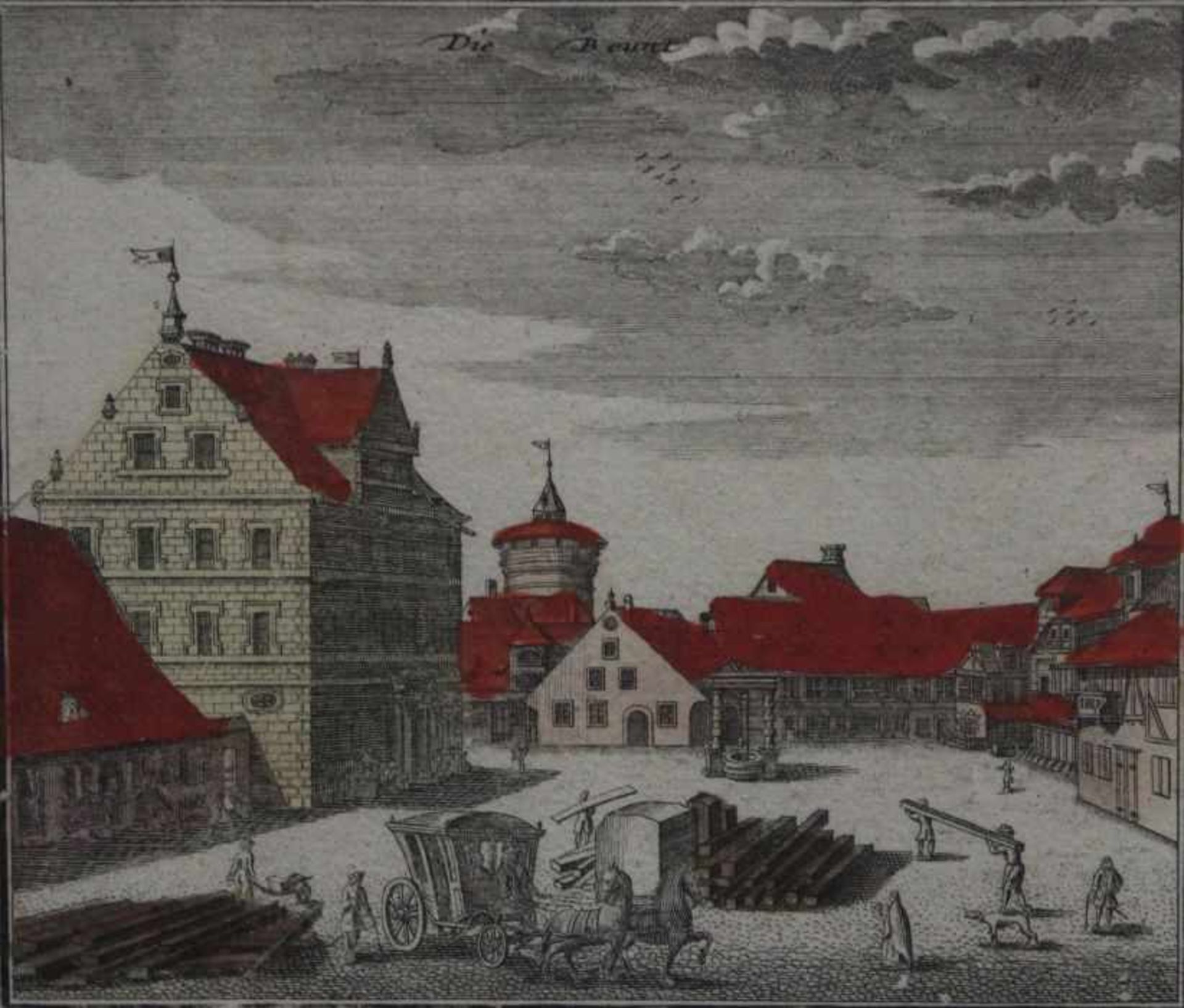 Kupferstich - Johann Baptist Homann (1664 Kammlach - 1724 Nürnberg) coloriert, " Nürnberg, Die Beunt