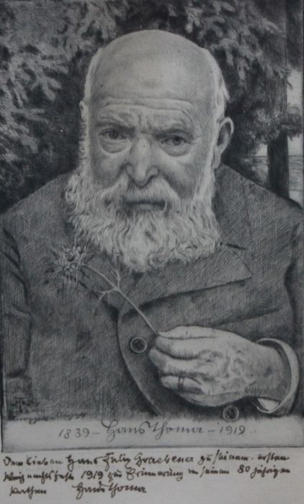 Radierung - Hans Thoma (1839 Oberlehen / Schwarzwald - 1924 Karlsruhe) "Selbstportrait", anbei