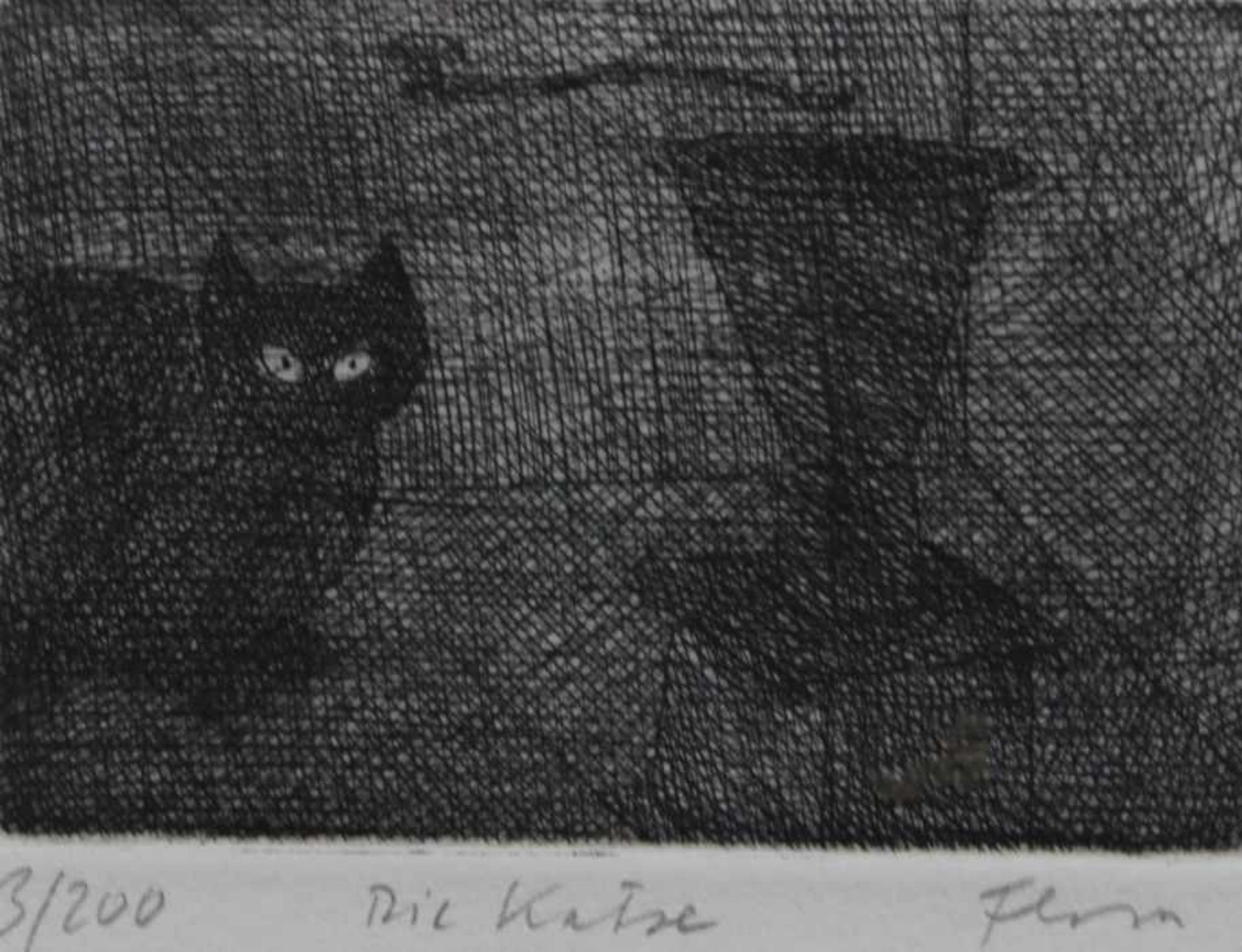 Radierung - Paul Flora (1922 Glurns - 2009 Innsbruck) "Die Katze", r.u. Bleistiftsignatur, Nr. 3/