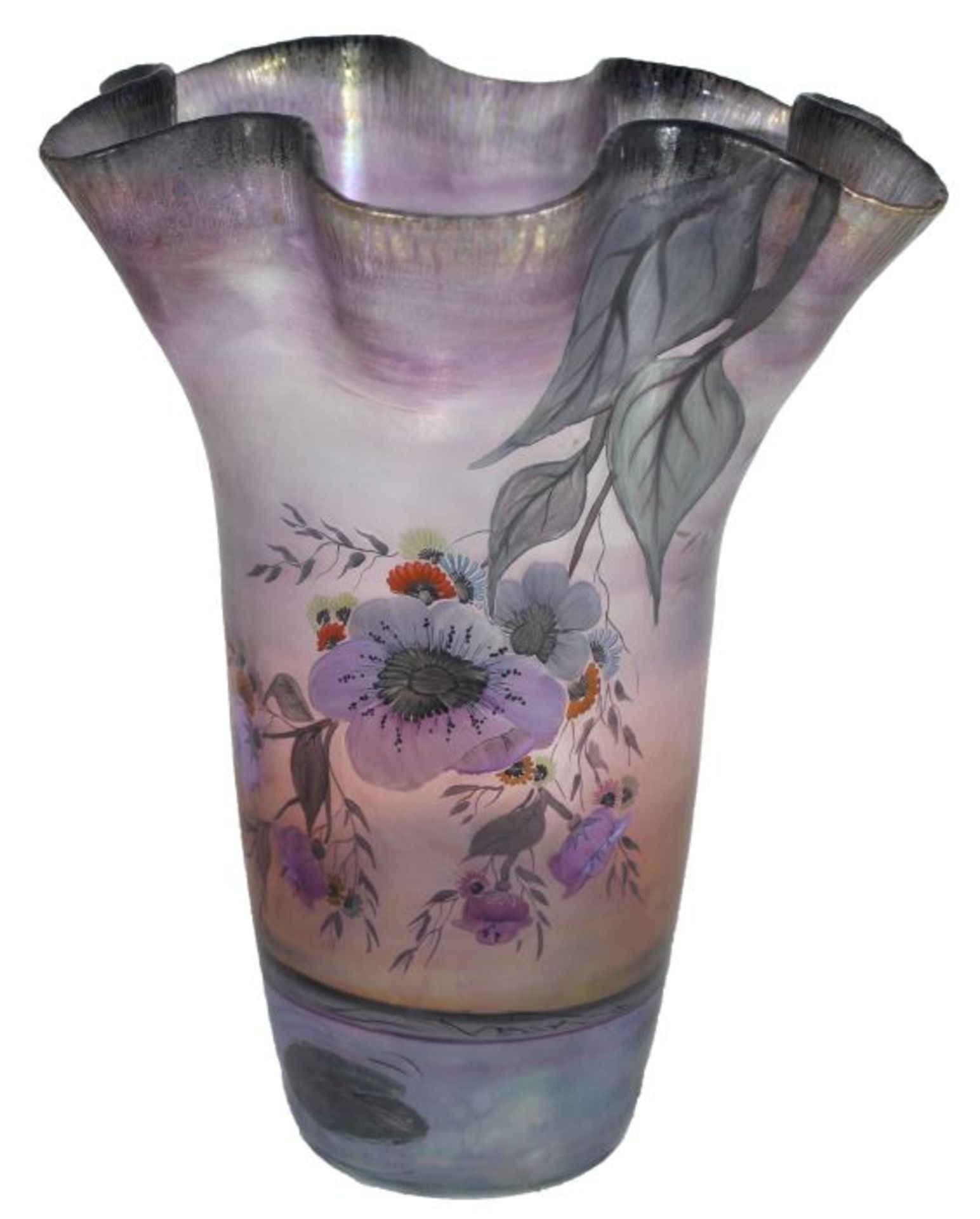 Vase - Glashütte Eisch (Frauenau) signiert und datiert (19)88, monogrammiert MS, farbloses Glas