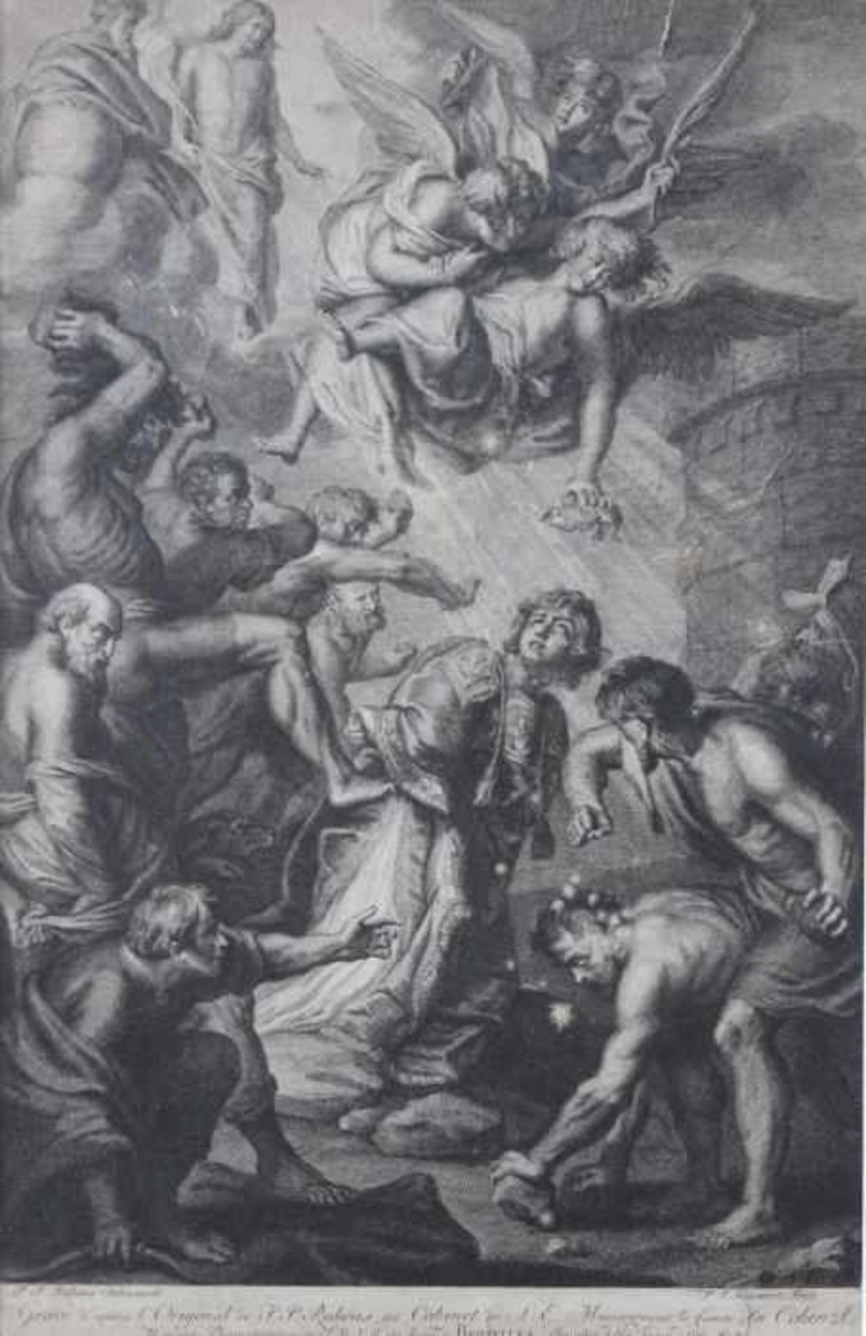 Kupferstich - Philippe Joseph TASSAERT (1732-1803) "Das Martyrium des Hl. Stephan", nach Peter