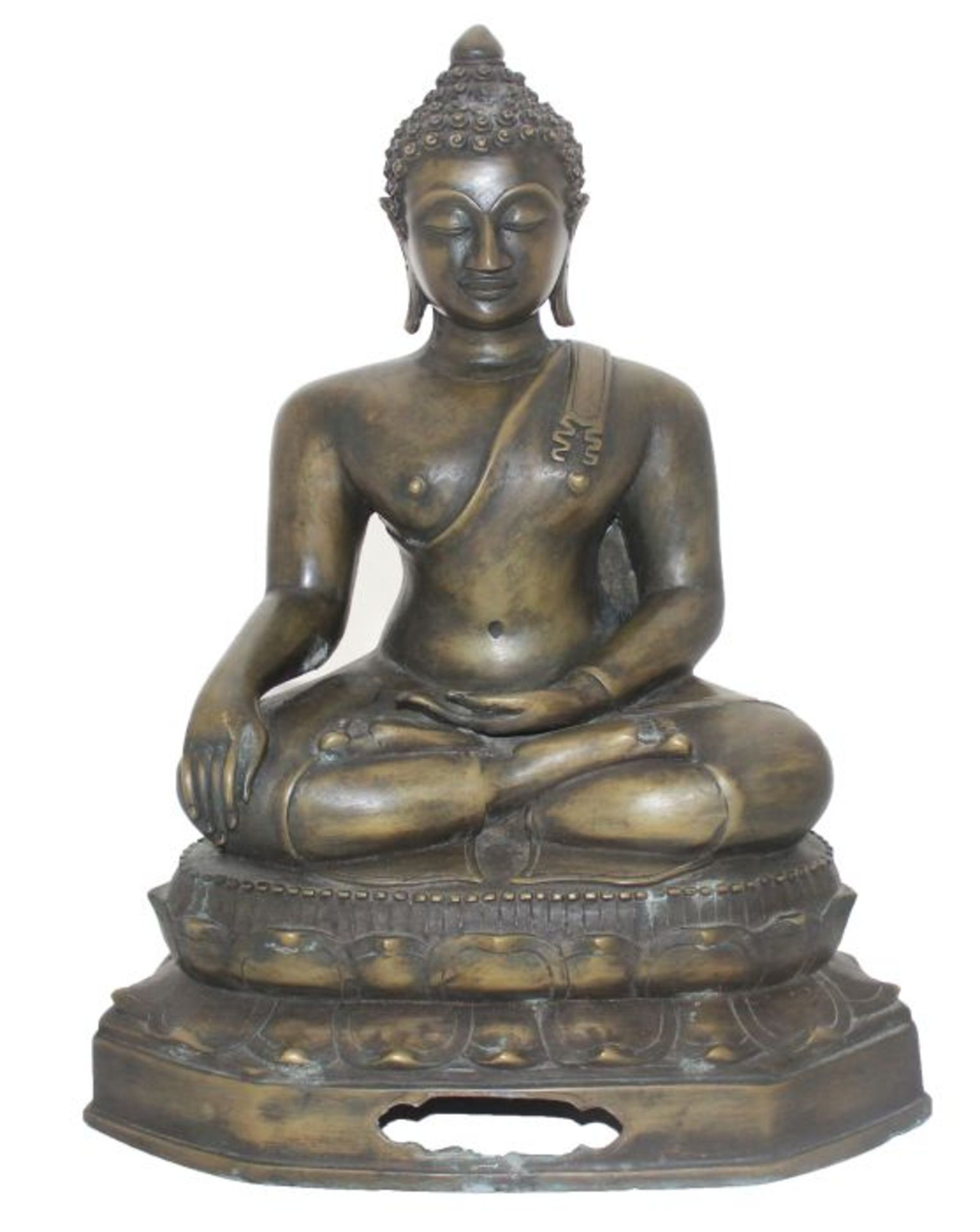 Figur - Buddha in Lotussitz - Indien 20.Jahrhundert Bronze, Höhe ca. 38 cm