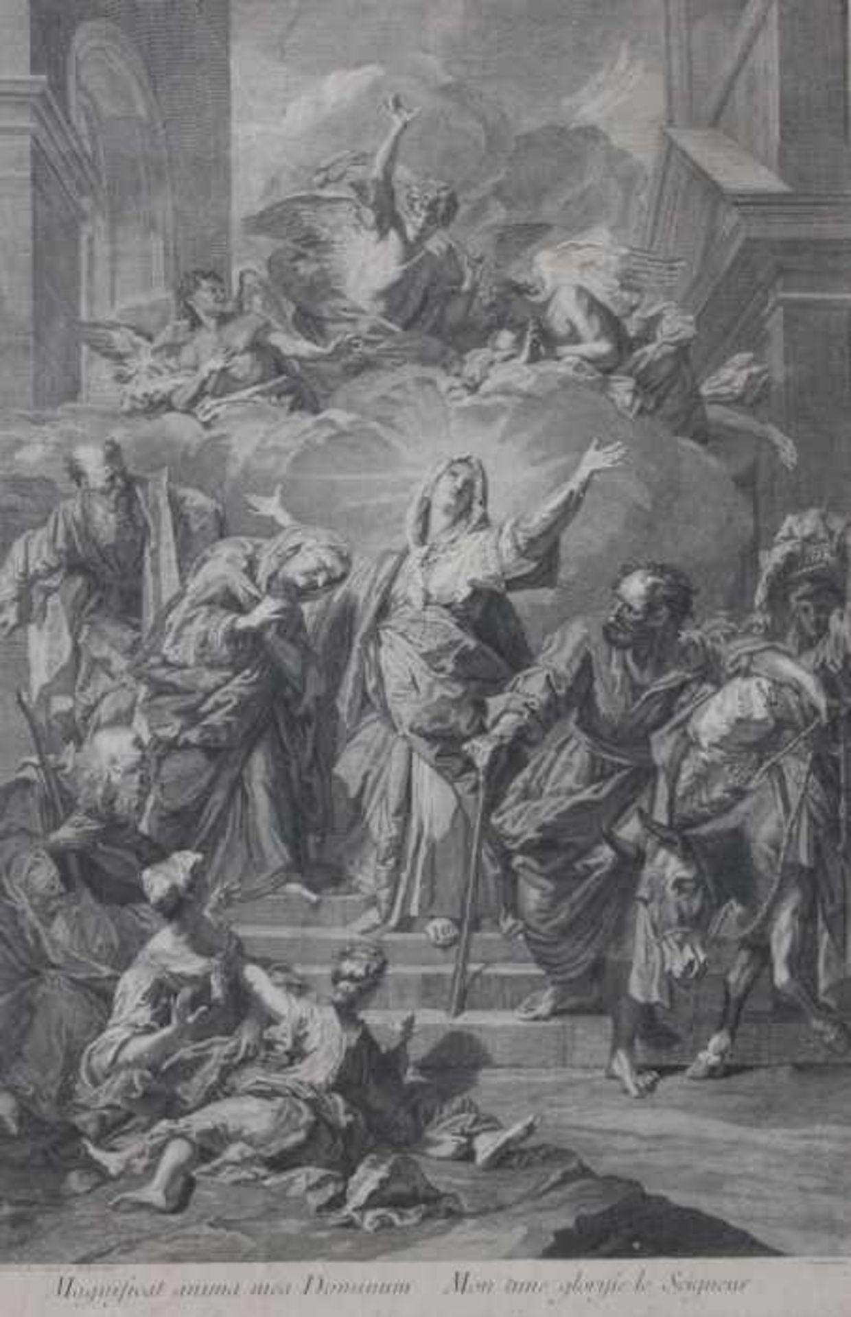 Kupferstich - Paris 18.Jahrhundert "Magnificat anima mea Dominum", nach Jean JOUVENET (1644 Rouen -