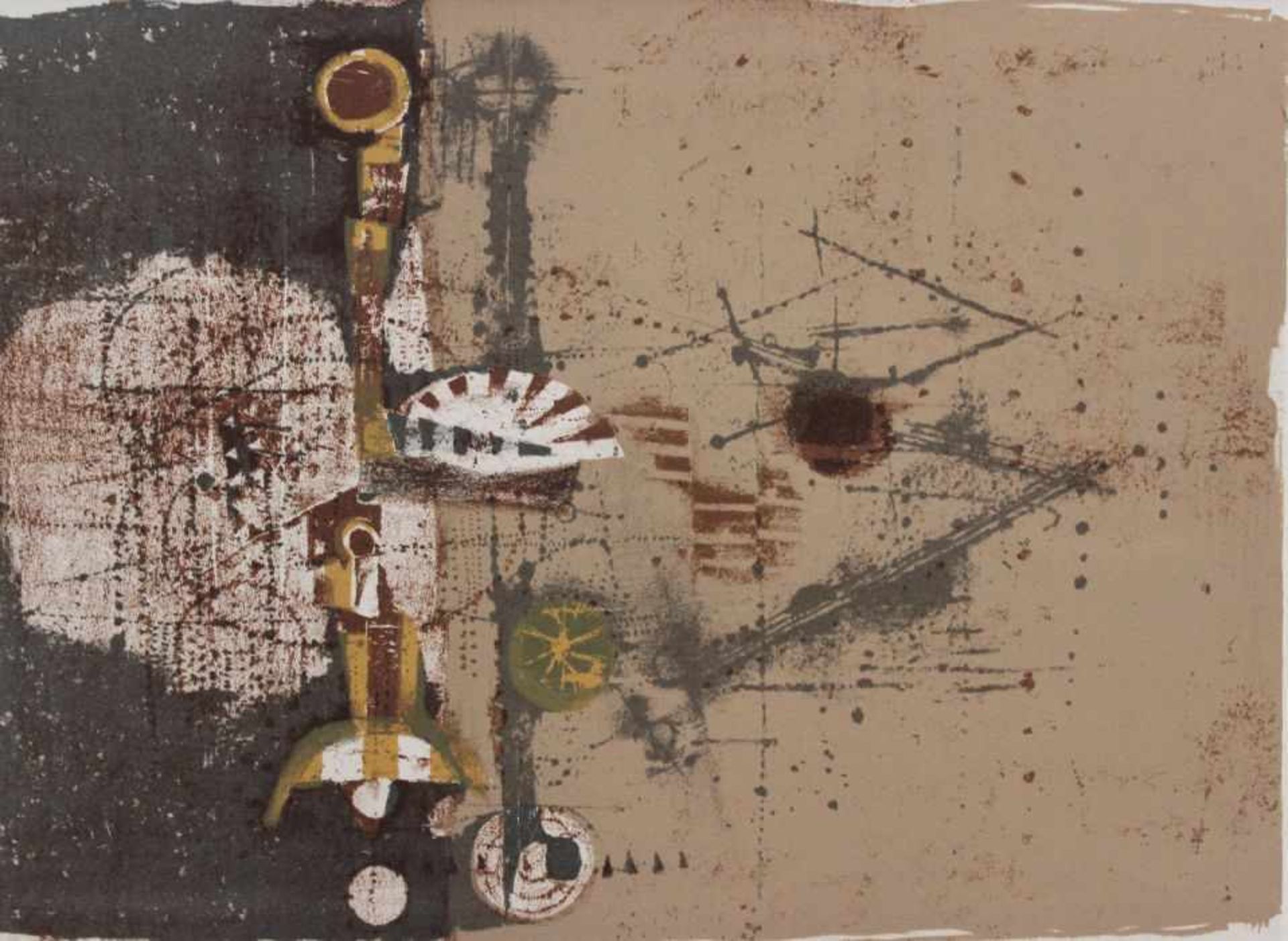 Farblithographie - Johnny Friedlaender (1912 Pless - 1992 Paris) "Abstrakte Komposition",