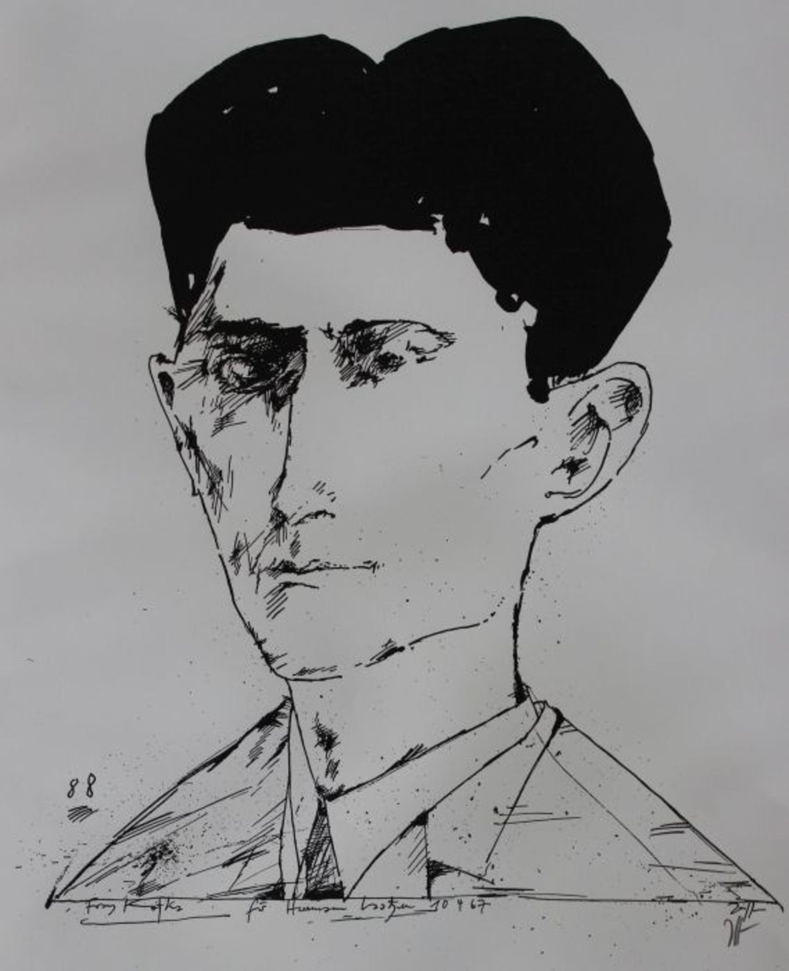 Lithographie - Horst Janssen (Hamburg 1929 - 1995) "Bildnis Franz Kafka", r.u. Bleistiftmonogramm,