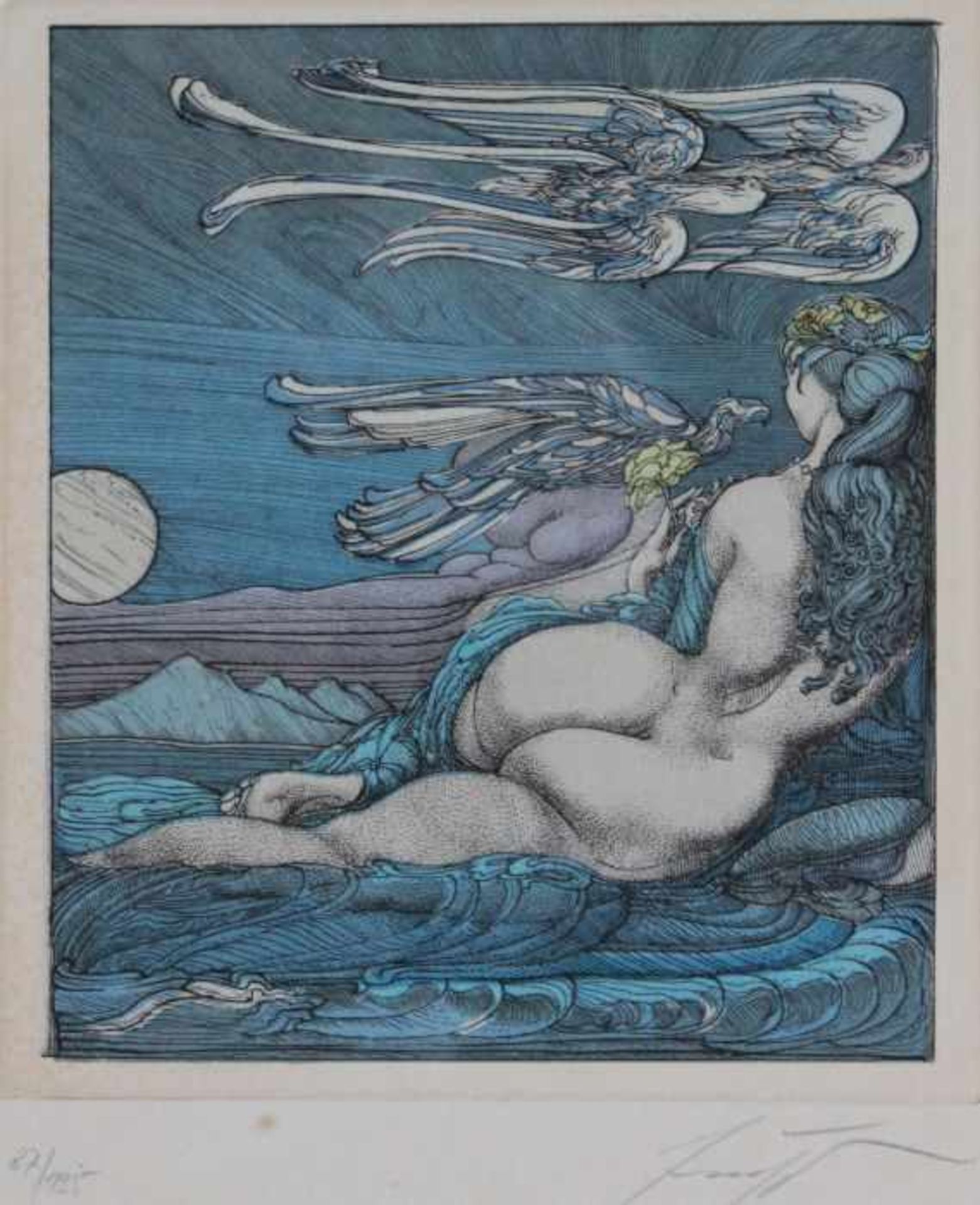 Farbradierung - Ernst Fuchs (Wien 1930 - 2015) "Bachnymphe", r.u. Bleistiftsignatur, Nr. 87/135,