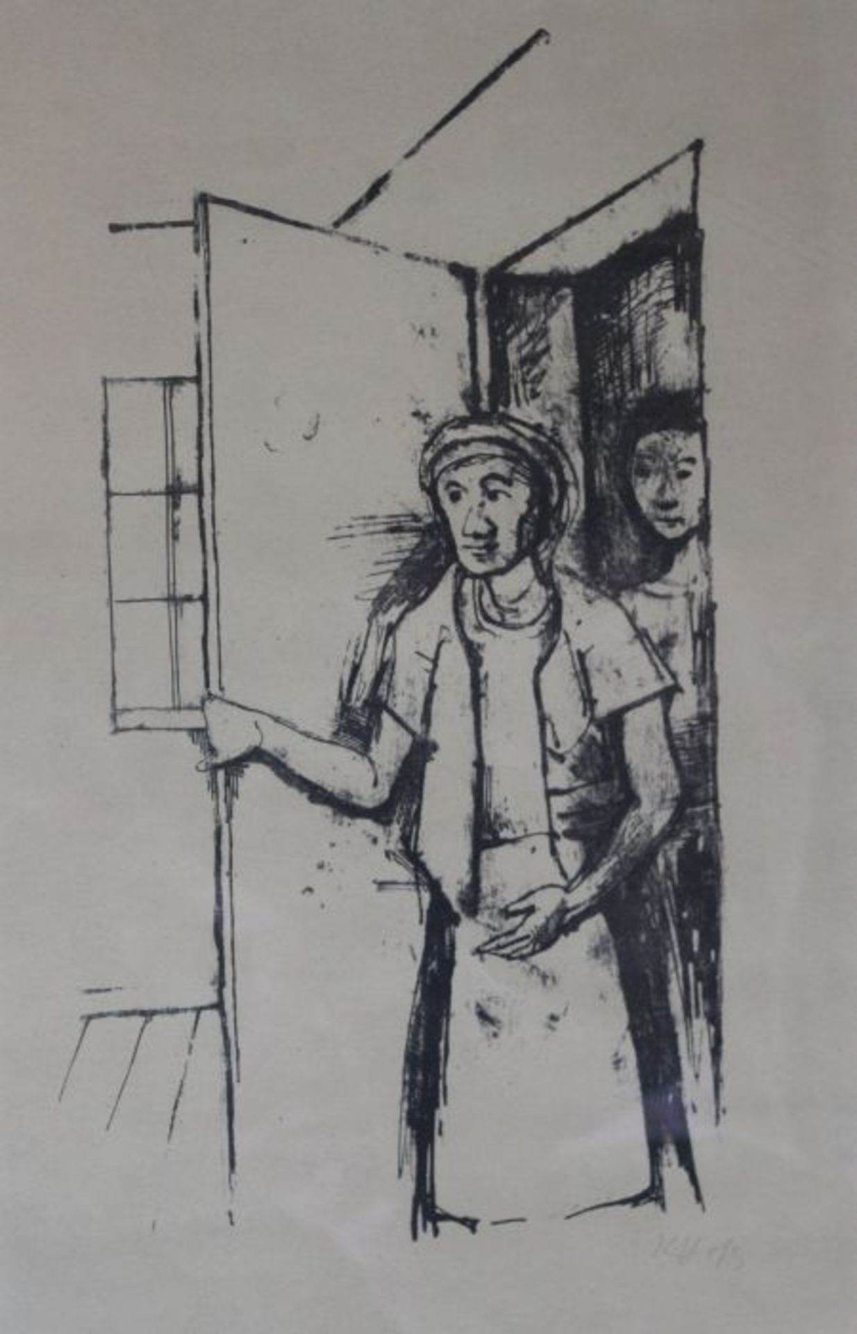 Lithographie - Carl Hofer (1878 Karlsruhe - 1955 Berlin) "Unter der Türe", signiert, um 1923, Verlag