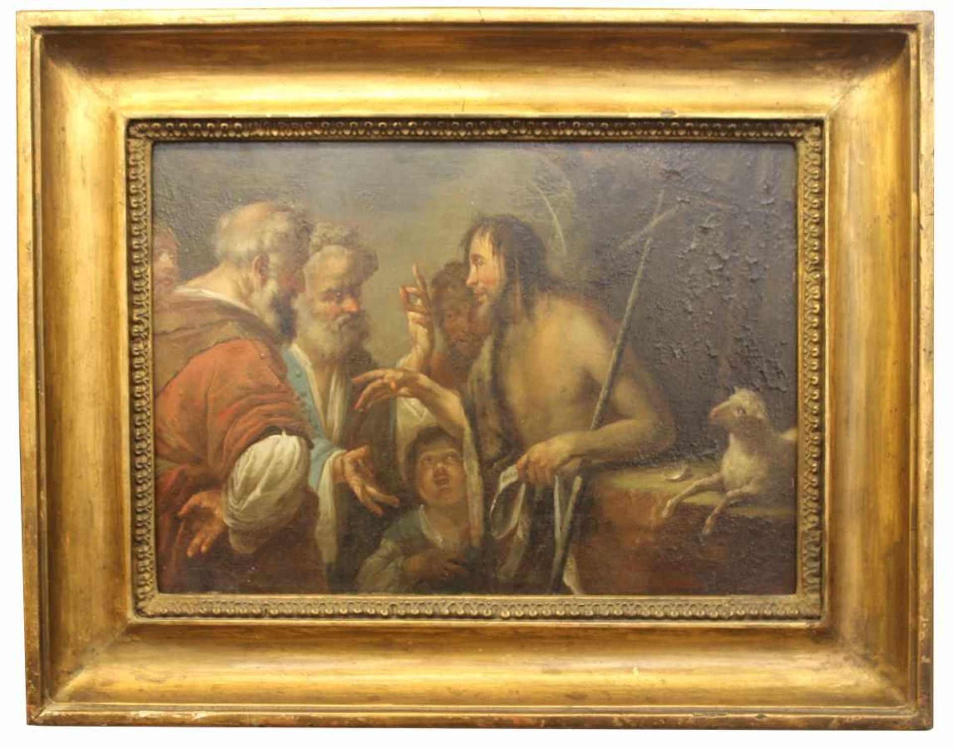 Gemälde - Bernardo Strozzi Nachfolger (1581 Genua - 1644 Venedig) "Die Predigt Johannes des