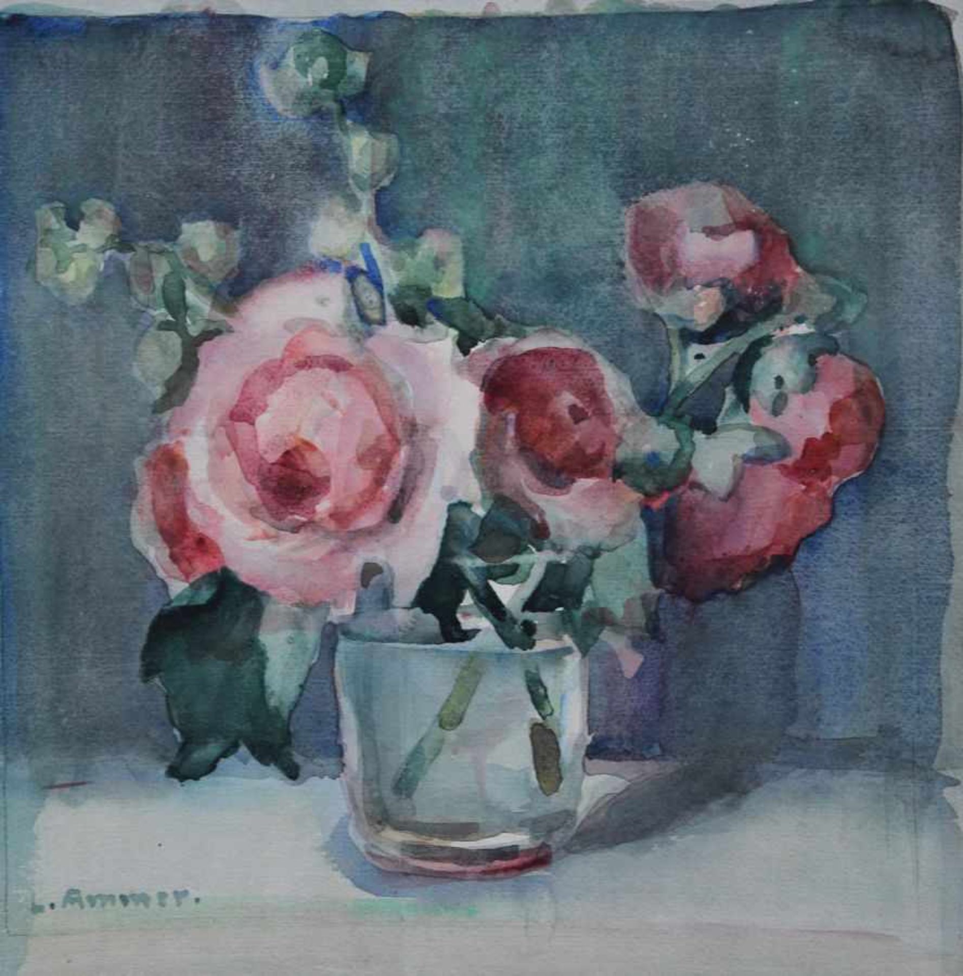 Aquarell - Karoline Ammer (1873 Landau - 1935) "Stillleben", l.u. signiert, lasierende Farben auf