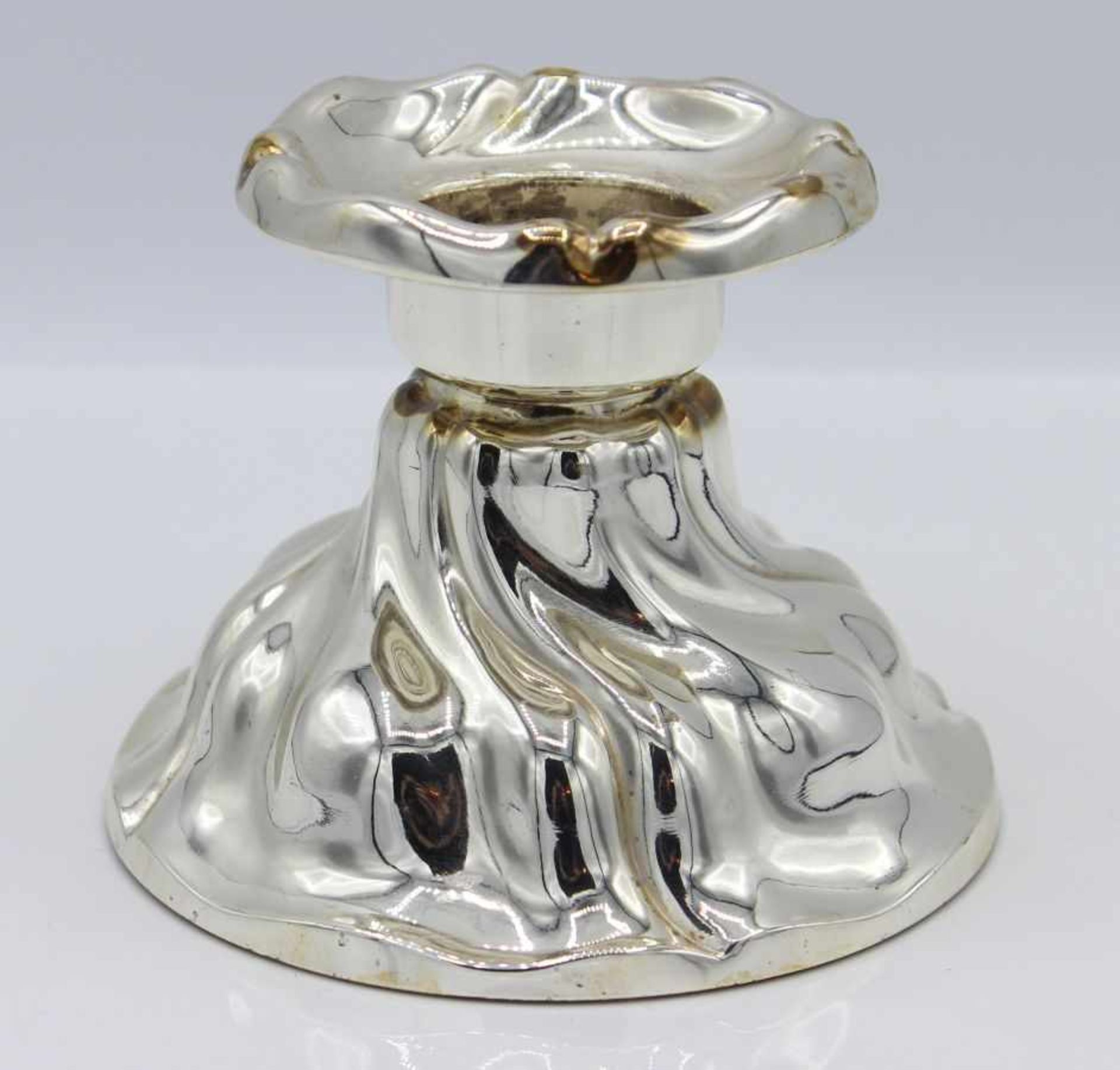 Silberner Kerzenleuchter im Barockstil 20.Jahrhundert, Silber gest. 925, 1-flammig, gefüllter Stand,