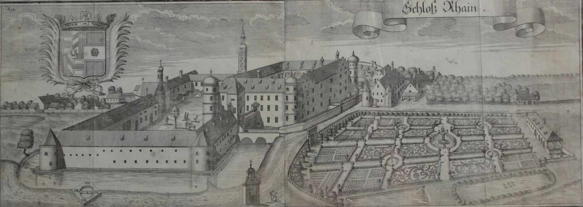 Großer Kupferstich - Michael Wening (1645 Nürnberg - 1718 München) "Schloß Rain bei Straubing", 18.