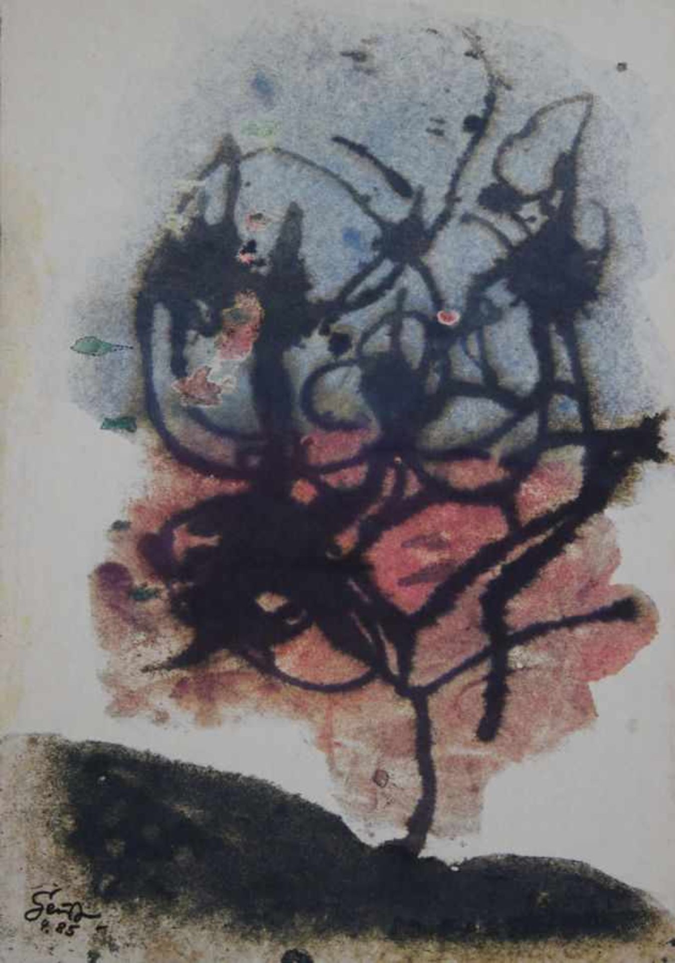 Mischtechnik - Hans Geistreiter (1910 - 1996 Kallmünz) "Baum im Sturmwind", l.u. signiert Geist.