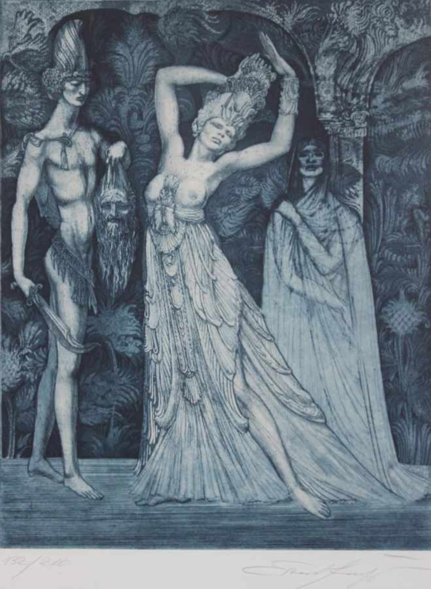 Farbradierung - Prof. Ernst Fuchs (Wien 1930 - 2015) "Tanz der Salome", r.u. Bleistiftsignatur,