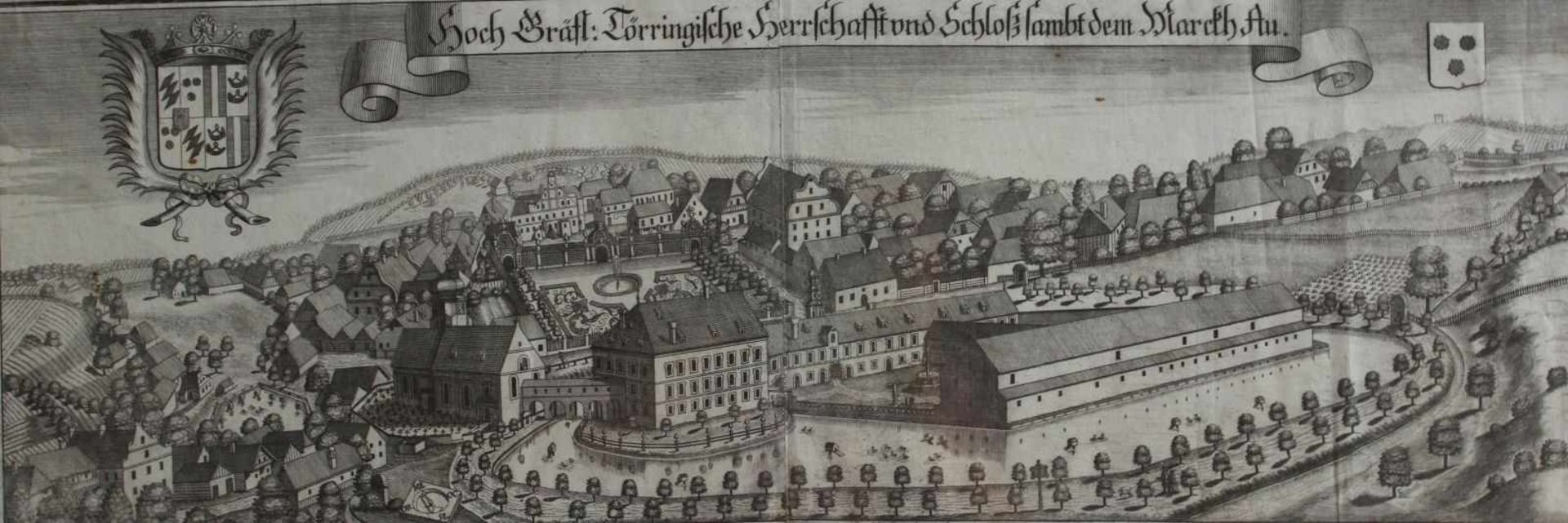 Großer Kupferstich - Michael Wening (1645 Nürnberg - 1718 München) "Schloß Au der Grafen von Törring
