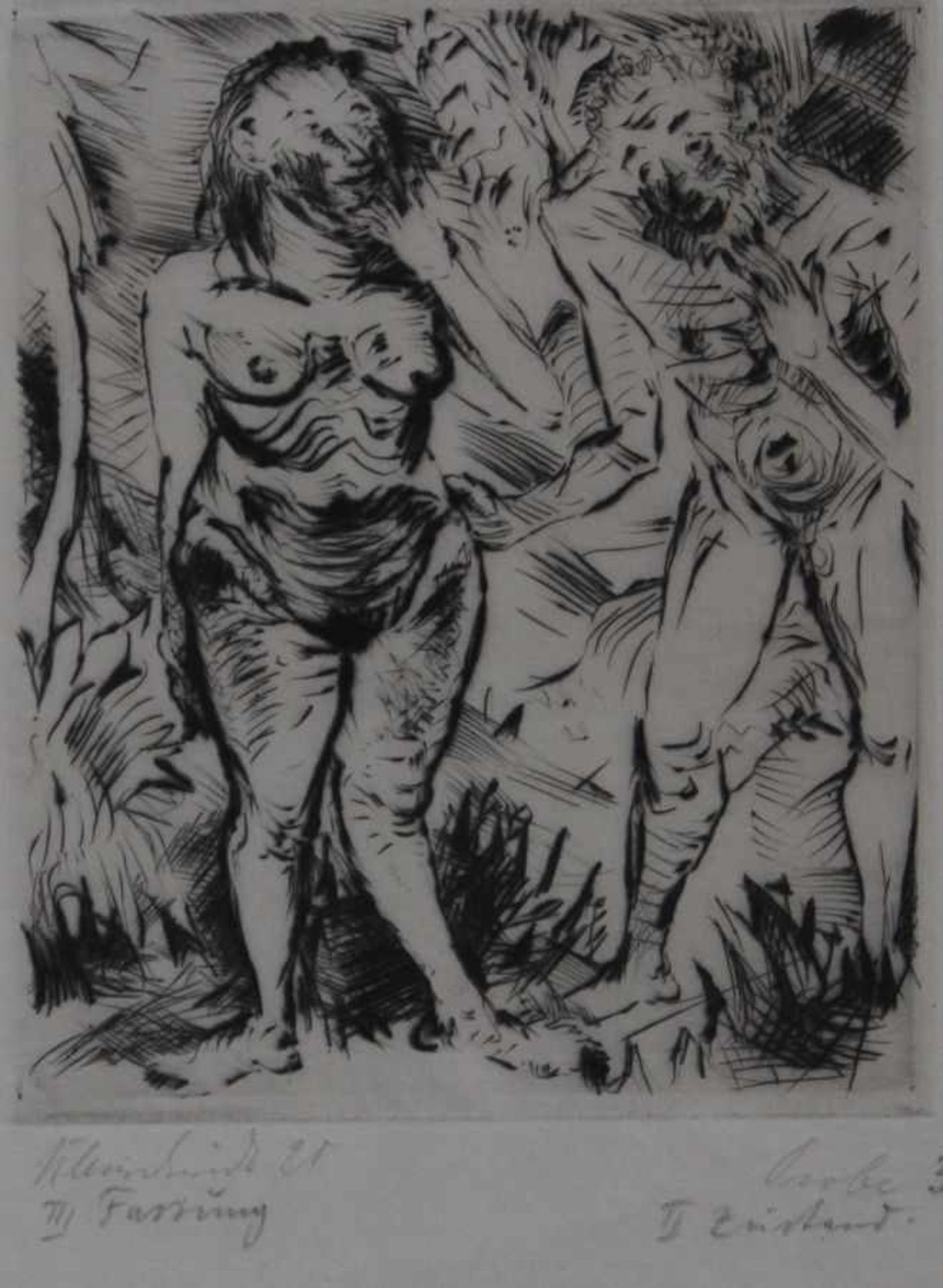 Radierung - Paul Kleinschmidt (1883 Bublitz - 1949 Bensheim) "Adam und Eva", l.u. signiert und