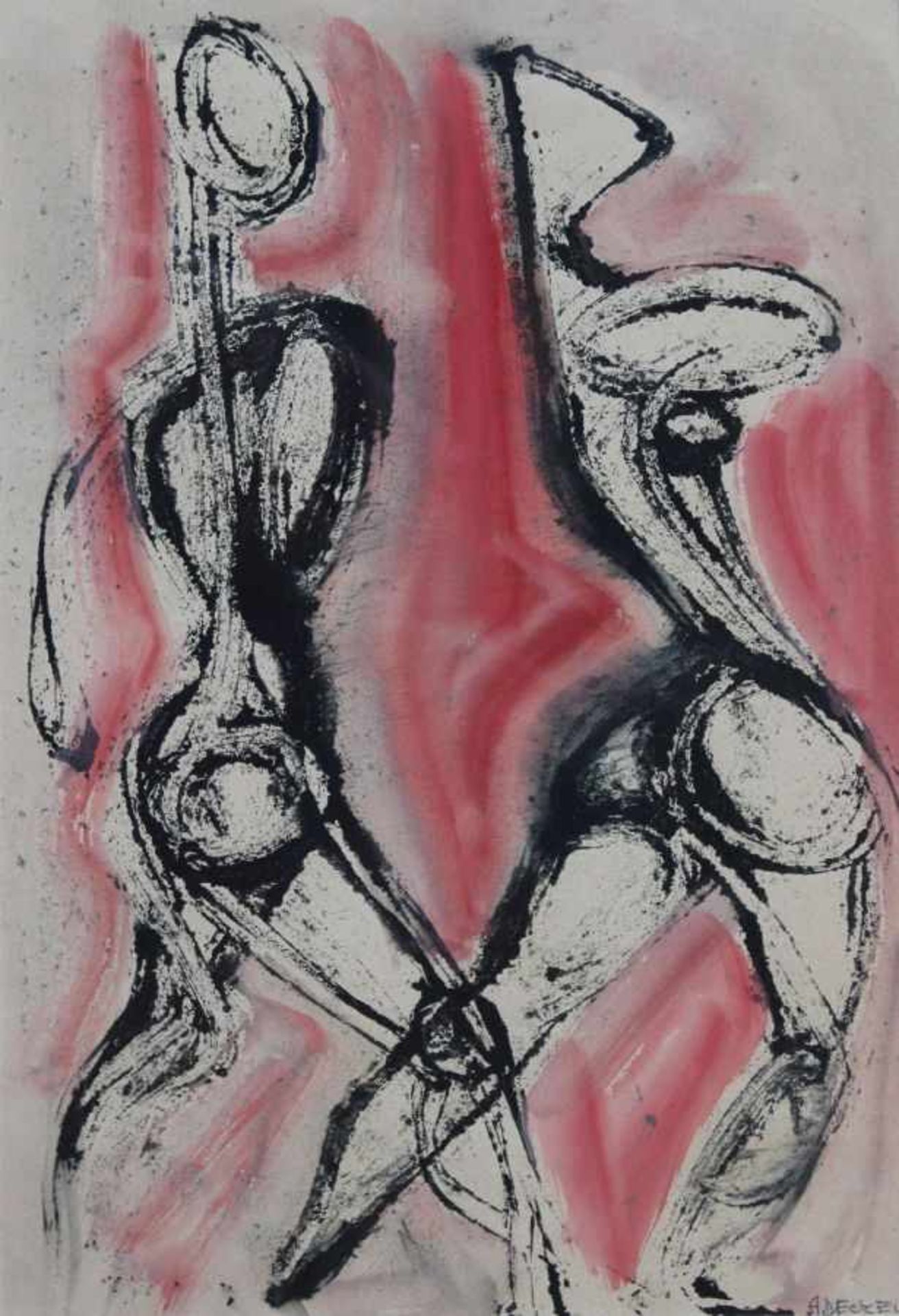 Mischtechnik - Anja DECKER (Berlin 1908-1995 München) "Figurale Komposition", r.u. signiert,