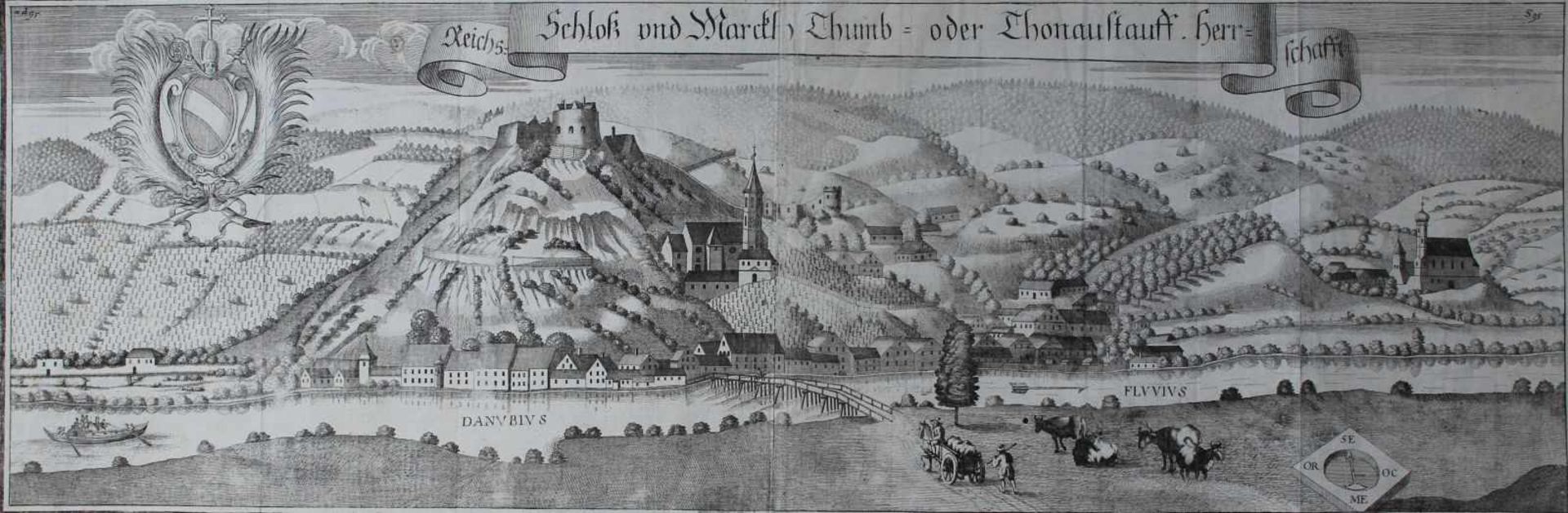 Großer Kupferstich - Michael Wening (1645 Nürnberg - 1718 München) "Schloß und Markt Donaustauf",