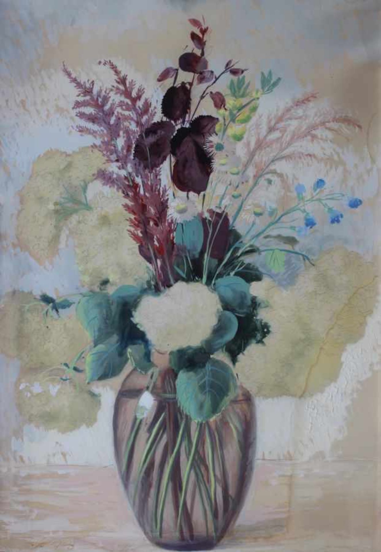 Aquarell - Prof. Franz Ermer (1886 Kipfenberg - 24.4.1976 Regensburg) "Blumenstillleben", l.u.