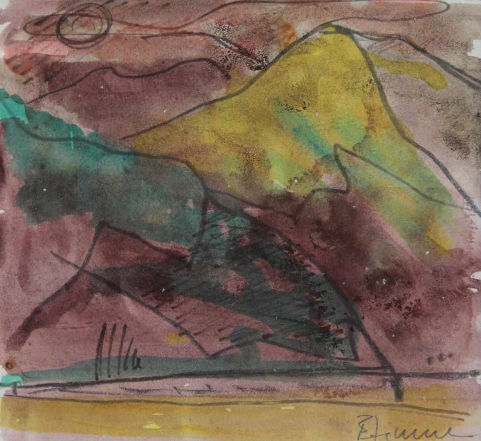Aquarell - Bernd Zimmer (1948 Planegg bei München) "Landschaft", r.u. Bleistiftsignatur,