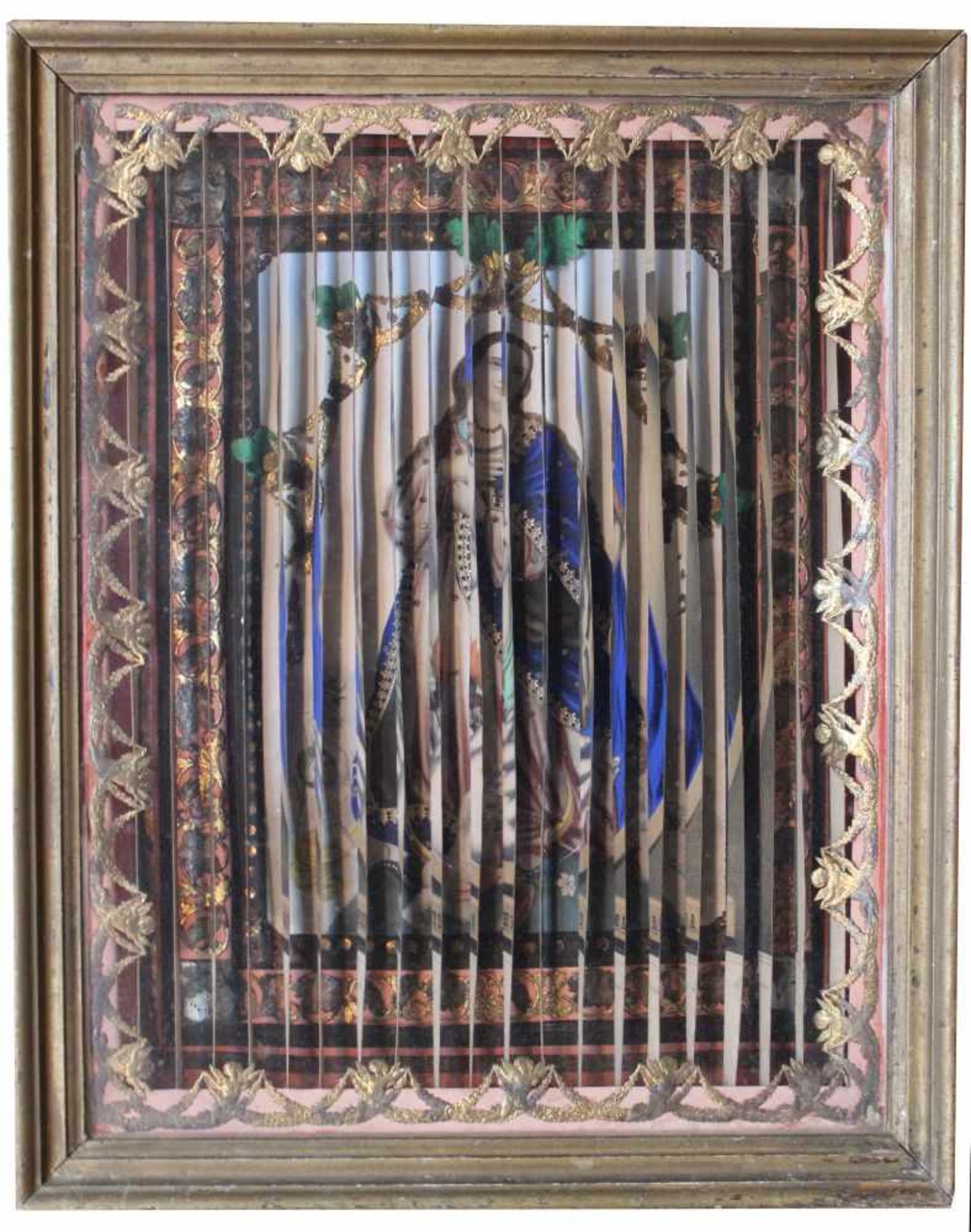 Klosterarbeit - wohl Frankreich 19.Jahrhundert "Maria", durch senkrecht stehende Lamellen