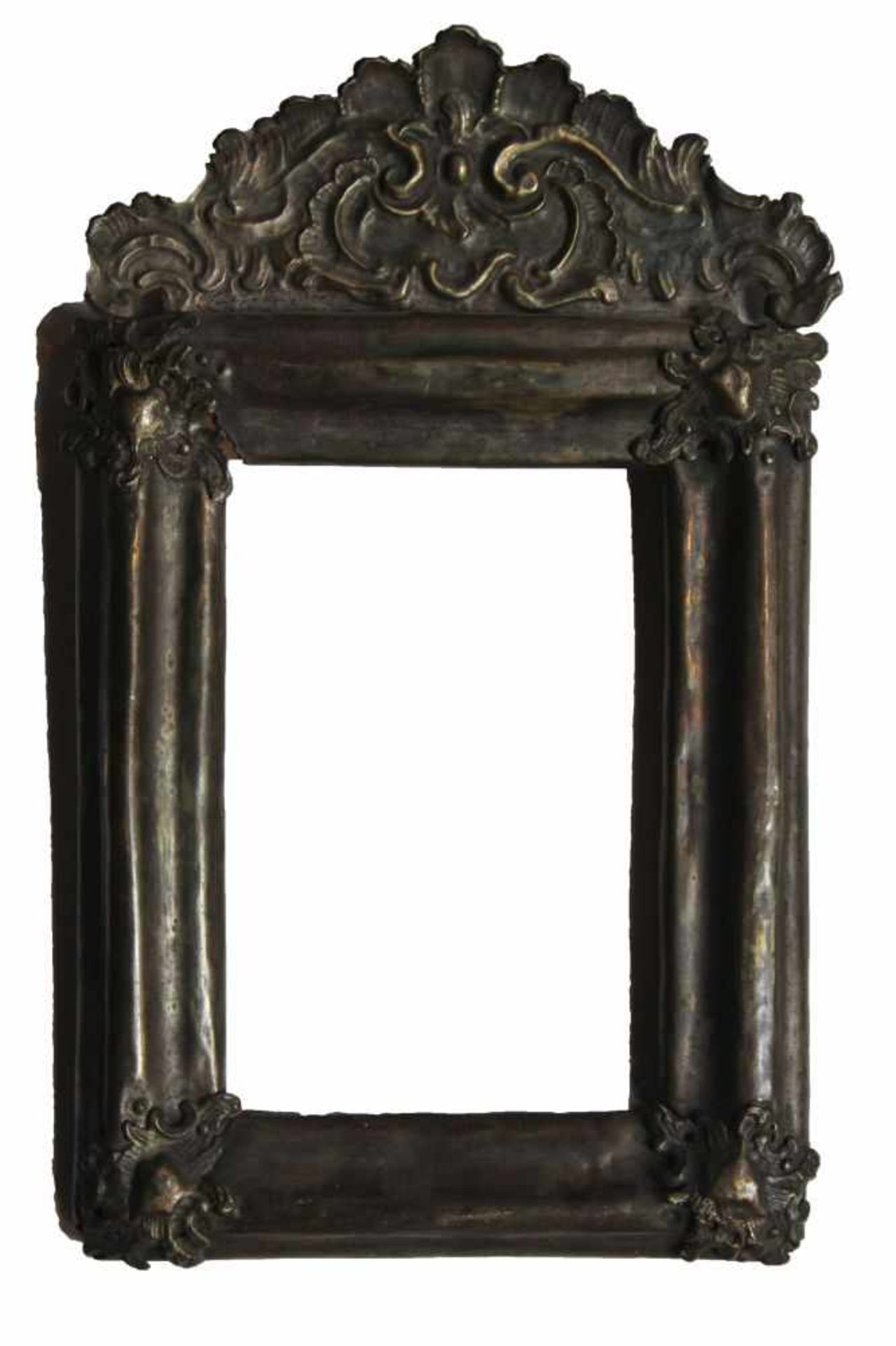 Kl. Rahmen um 1800 Messing versilbert, verziert mit Rocaillen und Blattwerk, Maße ca. 32,5x20,5 cm