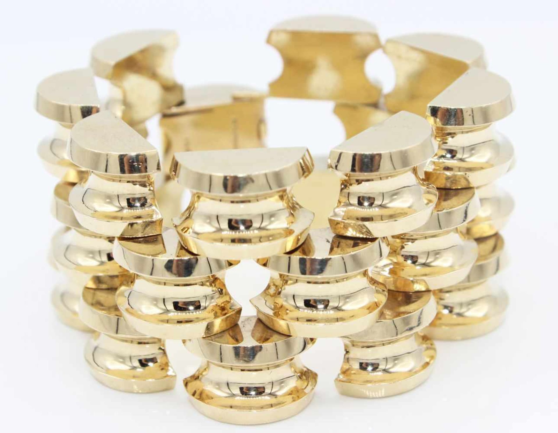 Schweres breites Armband mit Sockelgliedern Rosegold gestempelt 14K, Marke Tiffany & Co.,