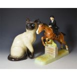 Beswick cat and a horse and rider,