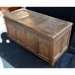 A large oak three panel chest 17/18th century