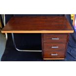 An art deco rosewood table and sycamore modernist desk