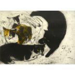 Dame Elizabeth Blackadder DBE, RA, RSA (Scottish, b.1931), a study of cats, etching 13 of 50