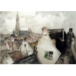 Tom Du Boulin (Belgian, unknown), 'Bruxelles Vue Toits Et Pignons', etching and acquatint