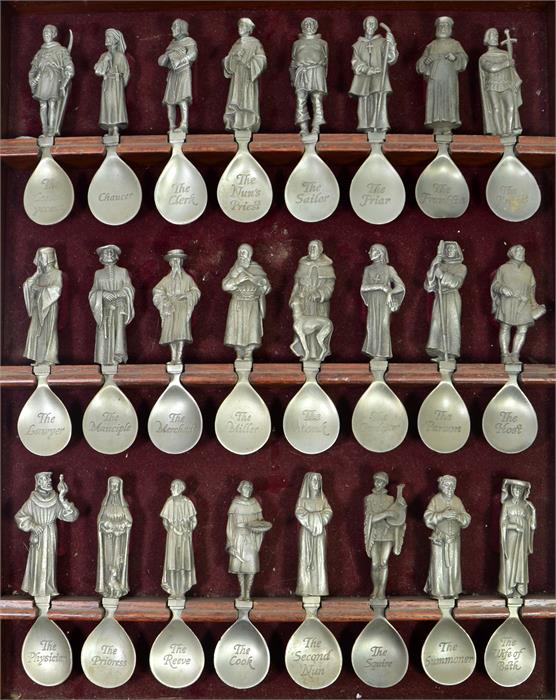 A full set of 24 Canterbury Tales pewter spoons - Image 2 of 2