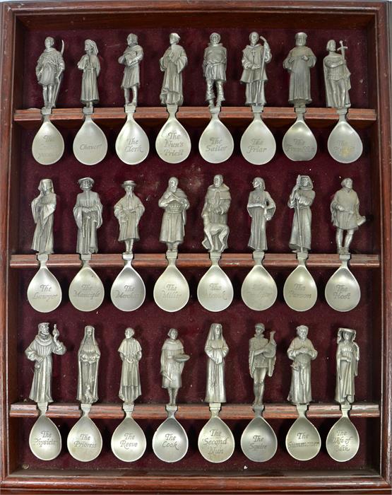 A full set of 24 Canterbury Tales pewter spoons