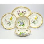 A selection of Spode 'Stafford Flowers' bowls and plates, hand painted with floral designs and gilt