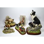 Six Border Collie figure groups, including Border Fine Arts.