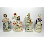 Four 19th century Staffordshire flatback figures