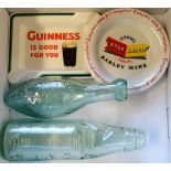 CODDS BOTTLE, DORNET OF BARNSTAPLE BOTTLE GUINNESS IS GOOD FOR YOU ASHTRAY + WADE GOLD LABEL