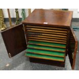 OAK COLLECTORS CABINET WITH 11 SLIDE TRAY INTERIOR 19'W 16.5'D X 23'H