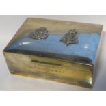 ROYAL HONG KONG DEFENCE FORCE SILVER CIGARETTE BOX PRESENTED TO MR.F.C.JONES MBE 1962