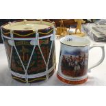 ARMY BENEVOLENT FUND WATERLOO TANKARD & DORSET REGIMENT BISCUIT BARREL