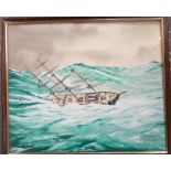 TERRENCE BRIND WATERCOLOUR - SHIPWRECK 19'X16'