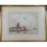 H.H.BINGLEY WATERCOLOUR - A CLOUDY DAY VOLENDAM 13'X10'