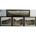 4 FRAMED PHOTOS - 1 PANORAMA 1927/8 BRITISH NAVAL SHIPS 1 KHYBER PASS KHYBER TO PESHAWAR & VIEW OF