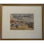 UNSIGNED WATERCOLOUR - 1886 HUNTSTANTON CLIFFS 9.5'X6.5'