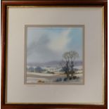 PETER ROBINSON WATERCOLOUR - WINTER FIELDS 8'X8'