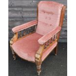 VICTORIAN ARMCHAIR UPHOLSTERED IN PINK
