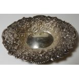 SCOTTISH SILVER DISH WITH FLORAL DECOR EDINBURGH 1892 J.AITCHISON