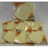 CLARICE CLIFF THE BIARRITZ RHODANTHE 7 PCE SANDWICH SET