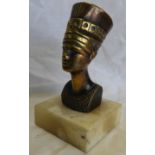 BRASS EGYPTIAN HEAD ON MARBLE BASE 3 1/2' H