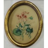 LIZZIE CARTWRIGHT 1874 FLORAL WATERCOLOUR IN GILT OVAL FRAME